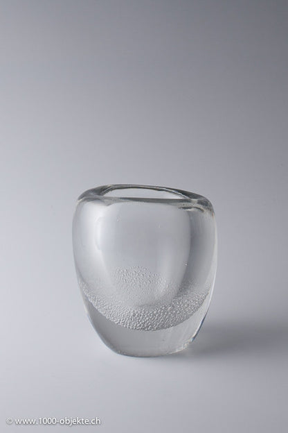Signed art glass soda bubbles vase design Kaj Franck for Iittala Finland c 1950s