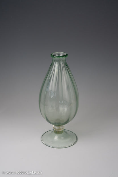 Large early 1930 Murano glass vase relief green footed, 2x label