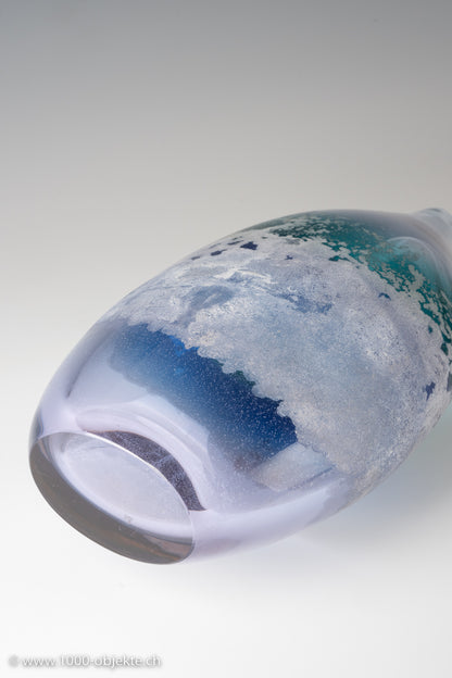 Cenedese 1/1 E. Nason + A. Da Ros neodymium blue green band vase Murano glass