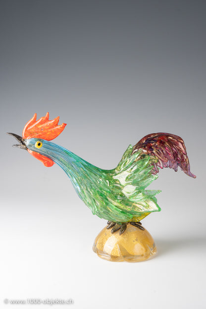 Huge angry rooster Murano glass sculpture Ermanno Nason 1/1