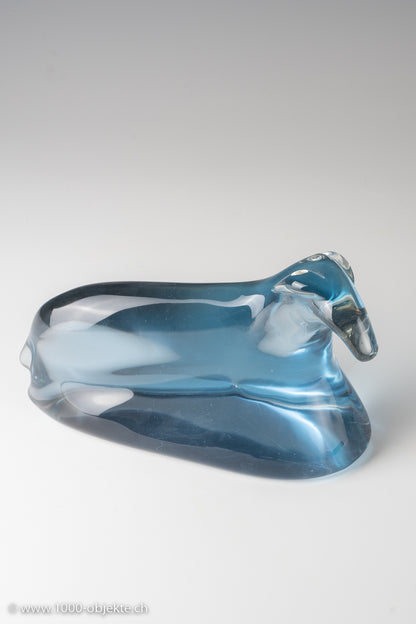 Vintage 1963-72 abstract blue horse animal sculpture 1/1 E. Nason Murano glass