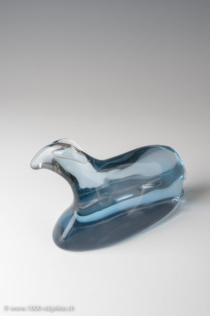 Vintage 1963-72 abstract blue horse animal sculpture 1/1 E. Nason Murano glass