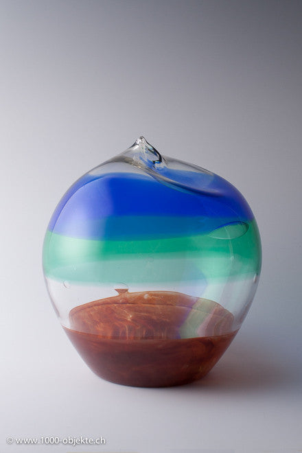 Egg shaped Murano glass vase with incalmo bands around 1980