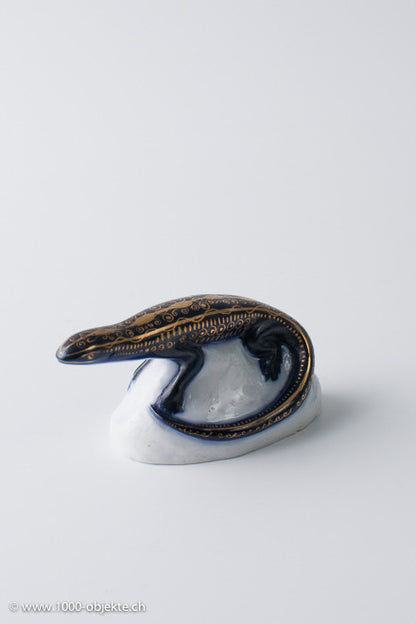 White porcelain figure Salamander / Lizard by  Sitzendorf Germany