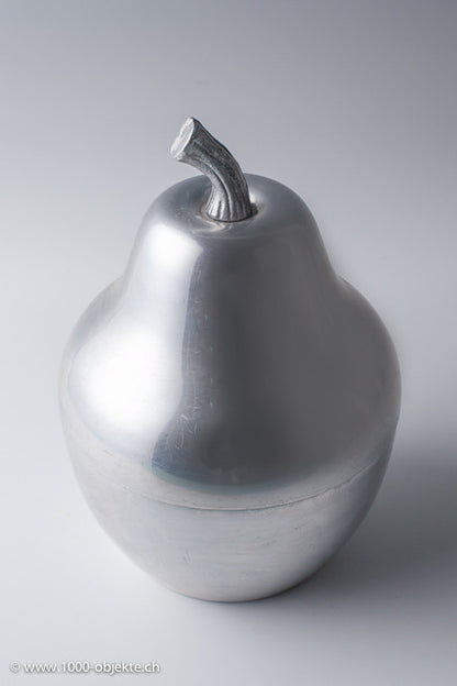Pear ice bucket polished metal
