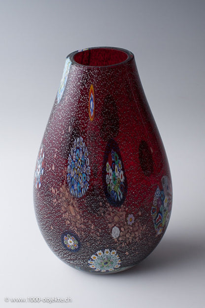 Murano Vase with murrines and silver foil for A.ve.M. ca. 1960-1665