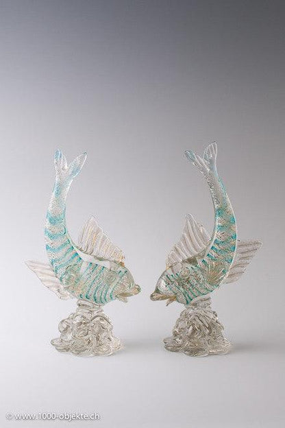 Pair of fish sculptur with label - Aureliano Toso 1940. - 1000 Objekte