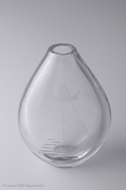 Sven Palmqvist for Orrefors-Engraved glass vase