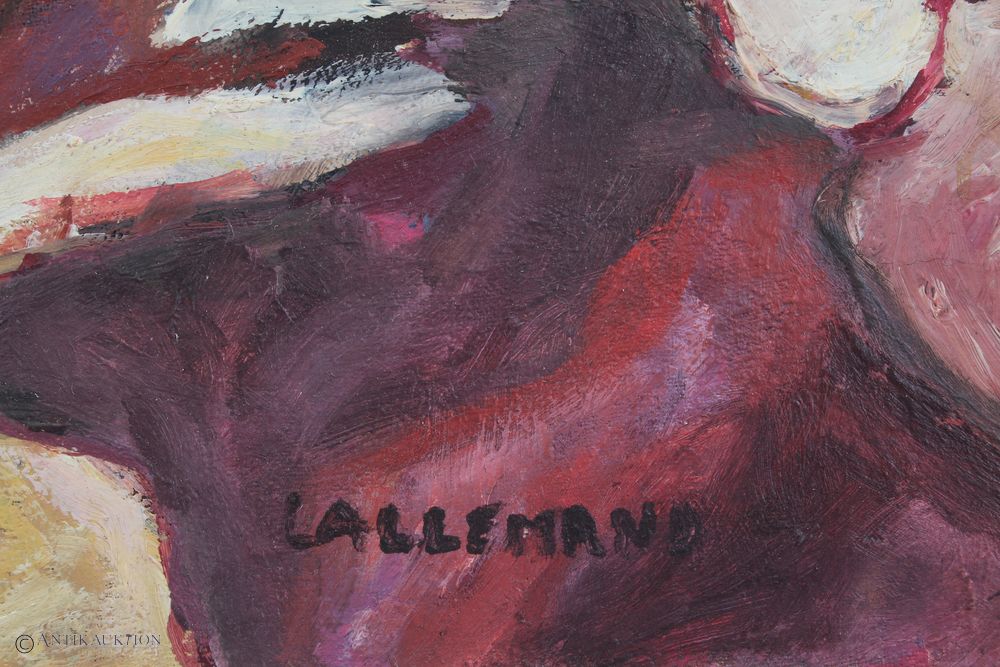 Alexandre Lallmand (1892-1963) large oil painting portrait "Ecstasy" around 1950